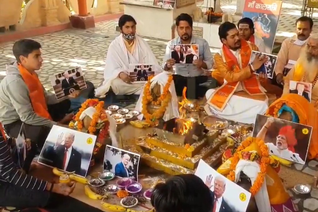 The right-wing Indian group Hindu Sena prays for Trump’s re-election. Photo: Twitter