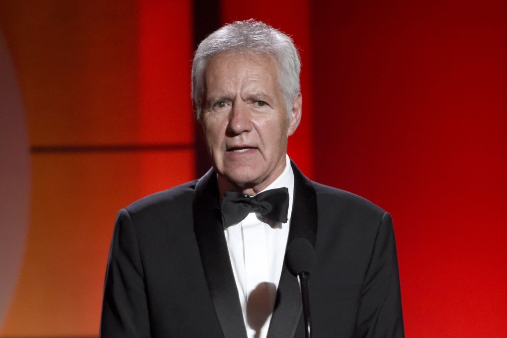 Jeopardy!“ host Alex Trebek speaks at the 44th annual Daytime Emmy Awards in Pasadena, California, in April 2017. Photo: AP