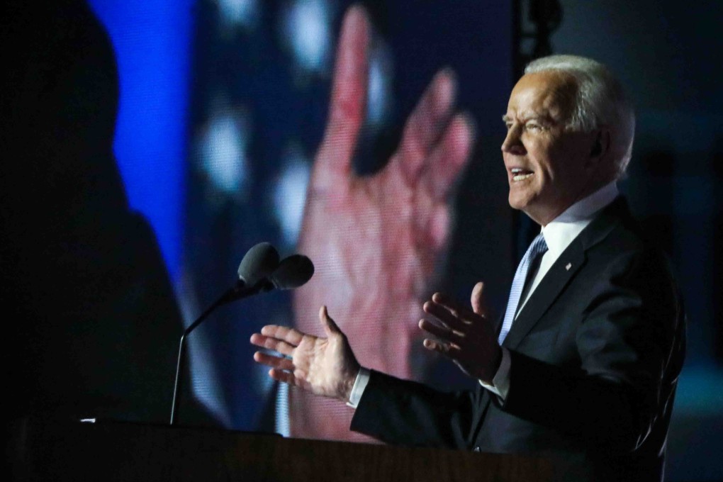 US president-elect Joe Biden addresses supporters after claiming victory in the election. Photo: DPA