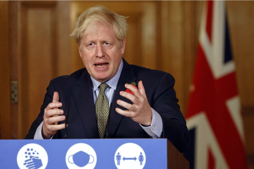 British Prime Minister Boris Johnson speaks during a media briefing at 10 Downing Street on Monday. Photo: PA Wire via dpa