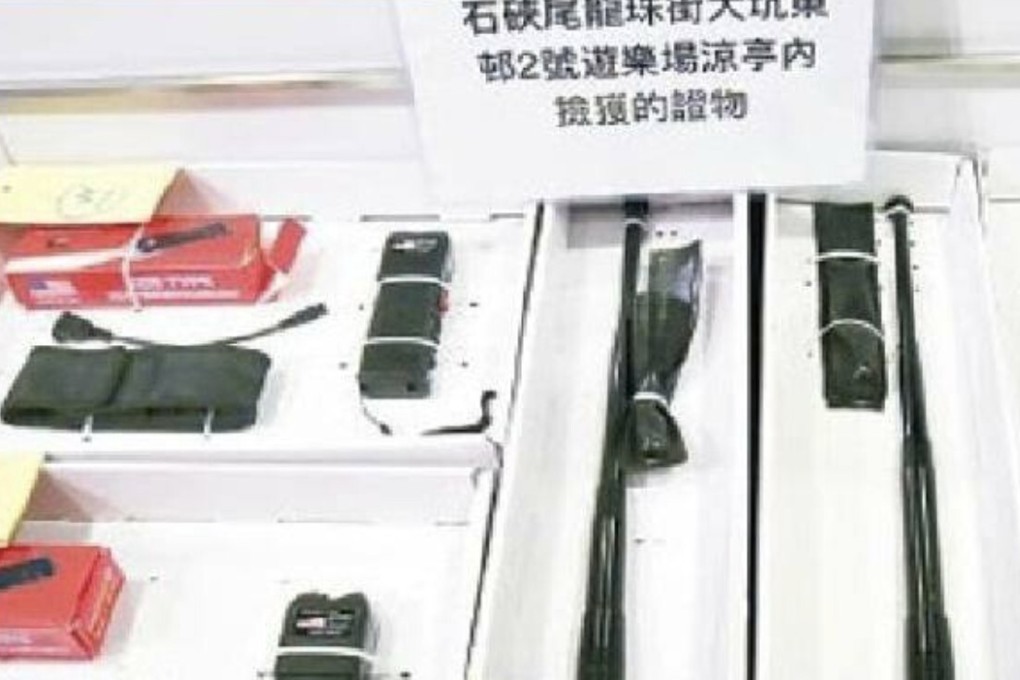 The stun guns and batons seized from Chiu Tsz-fung. Photo: Handout