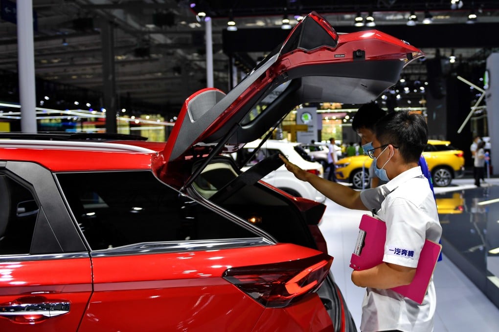 Sales of new energy vehicles (NEVs) surged 105 per cent to 160,000, their fourth consecutive month of gain. NEVs include battery-powered electric, plug-in petrol-electric hybrid and hydrogen fuel-cell vehicles. Photo: Xinhua