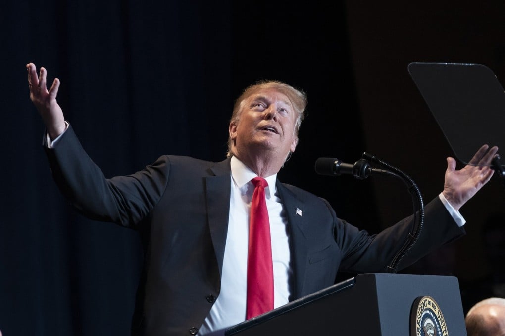 US President Donald Trump gestures during an annual National Prayer Breakfast in Washington in February 2019. Photo: Bloomberg