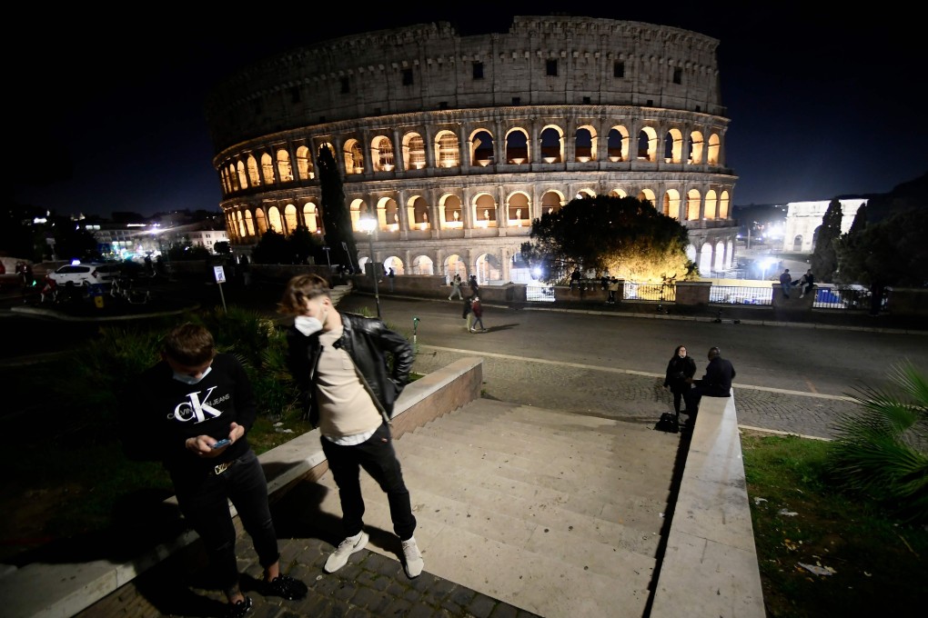 The area surrounding the Colosseum in Rome is practically deserted as the government introduced a nationwide night curfew. On Wednesday, Italy’s coronavirus cases crossed 1 million, joining the 10 worst-hit countries. Photo: AFP