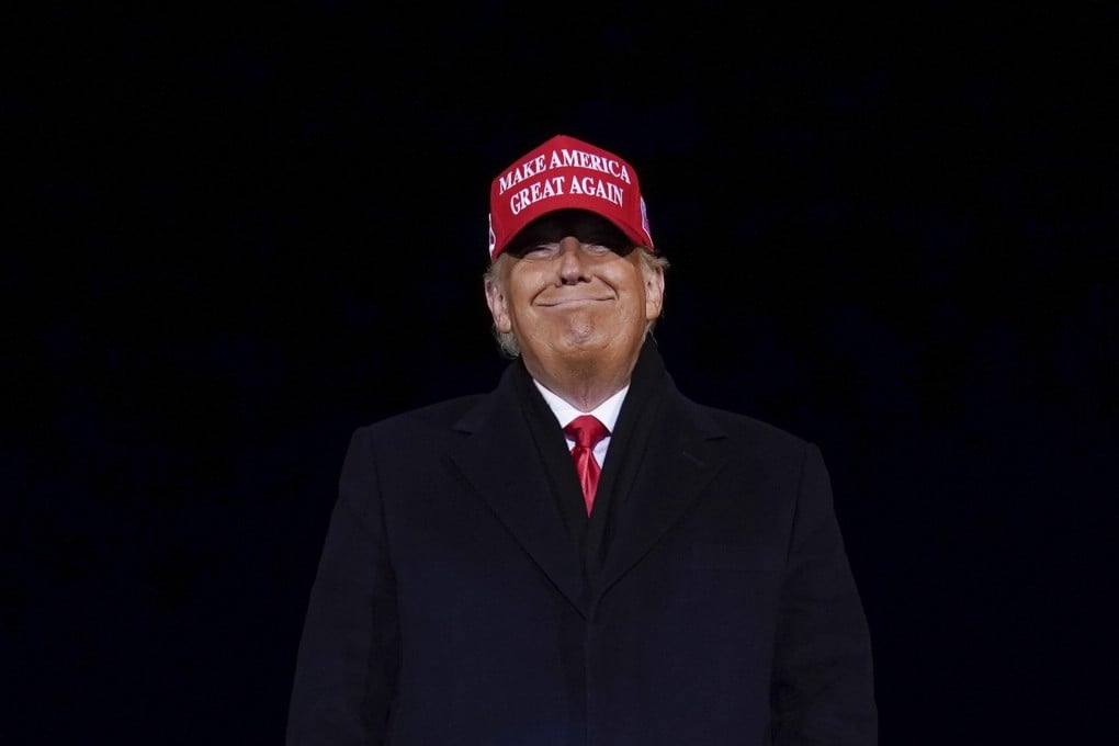Donald Trump during a campaign rally at Gerald R. Ford International Airport on Tuesday, November 3, 2020, in Grand Rapids, Michigan. The state’s Electoral College votes eventually were declared for his opponent Joe Biden. Photo: AP