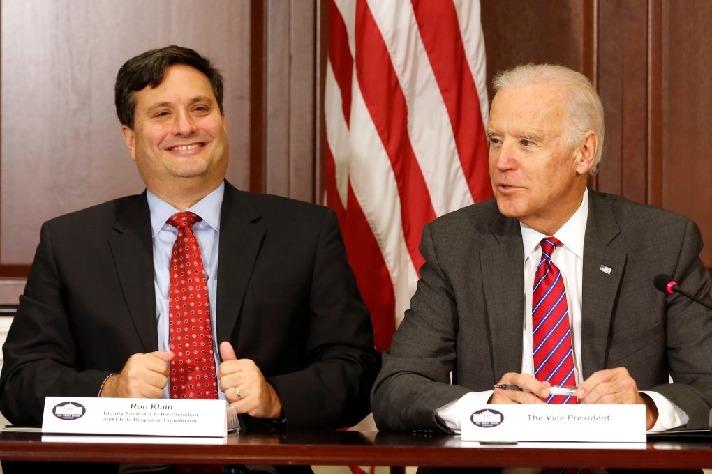 Ron Klain, who has been appointed the next White House chief of staff, is pictured with Joe Biden in 2014 when Klain was the White House Ebola response coordinator. Photo: Reuters