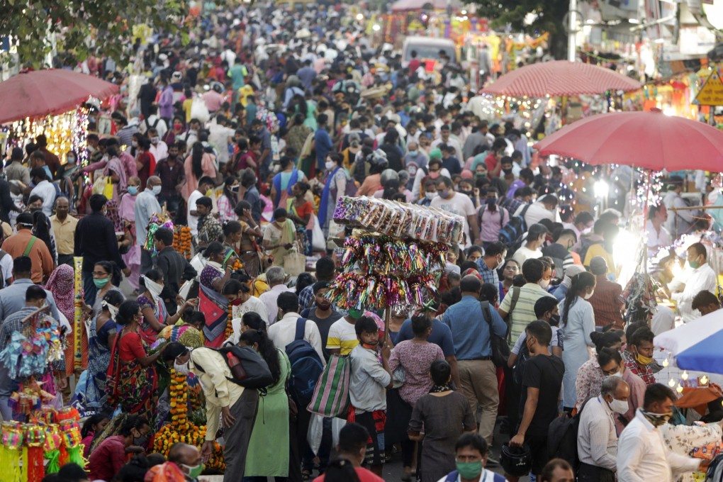 Crowds at a marketplace in Mumbai shop for this year’s Diwali festival. Photo: AP