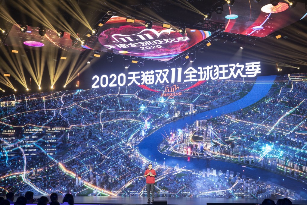 Alibaba Group Holding on Thursday announced a record sales tally of US$74.1 billion for its extended campaign for Singles' Day, the world’s biggest online shopping event on November 11, in Hangzhou. Photo: Bloomberg