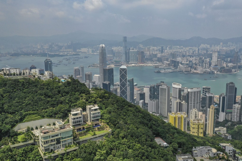 Aerial view of a residential building on Peak Road, a wealthy residential enclave in Hong Kong. Photo: Roy Issa