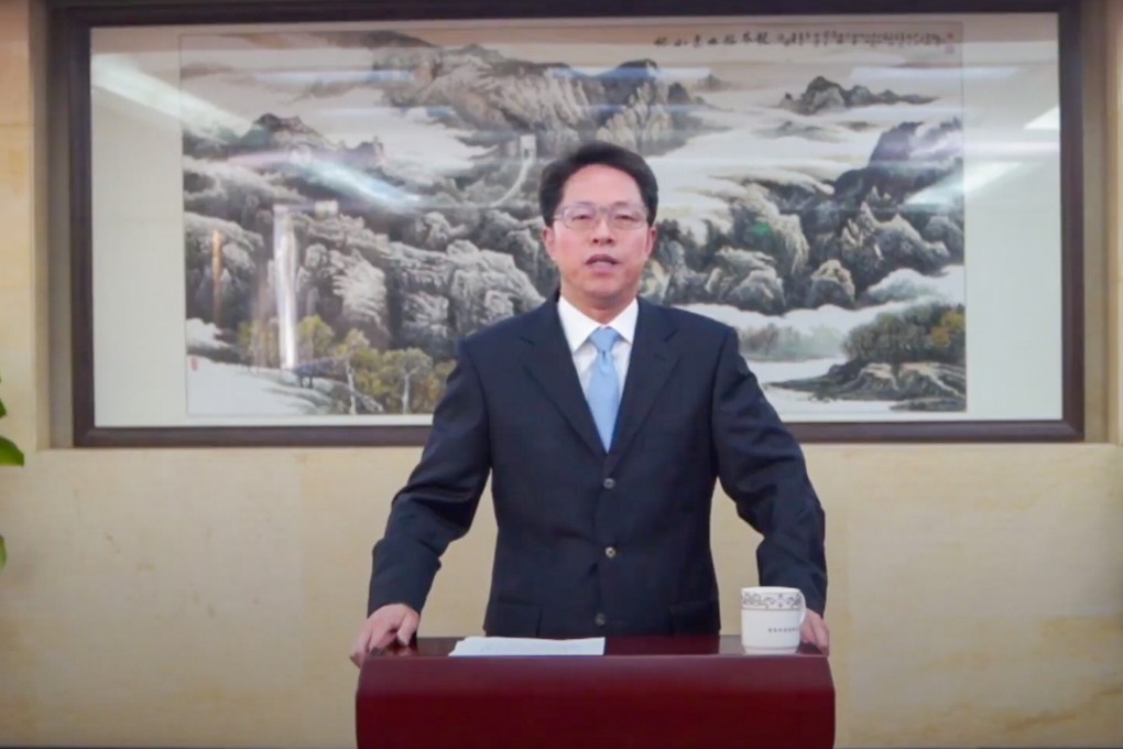 Zhang Xiaoming, deputy director of the State Council’s Hong Kong and Macau Affairs Office, addressed the summit via video. Photo: YouTube