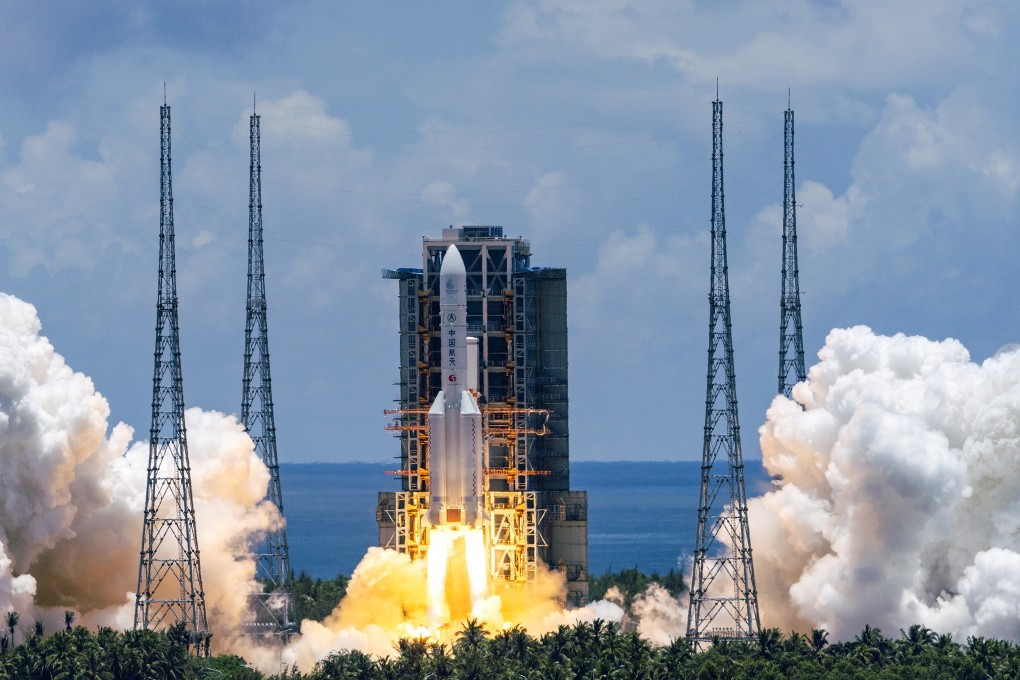 China’s space ambitions have received a boost from the opening of a new deep-space antenna array system in the western province of Xinjiang. Four telescopes form an array capable of recording signals equivalent to a single 66-metre radio telescope, according to Chinese state media. Photo: Xinhua via AP