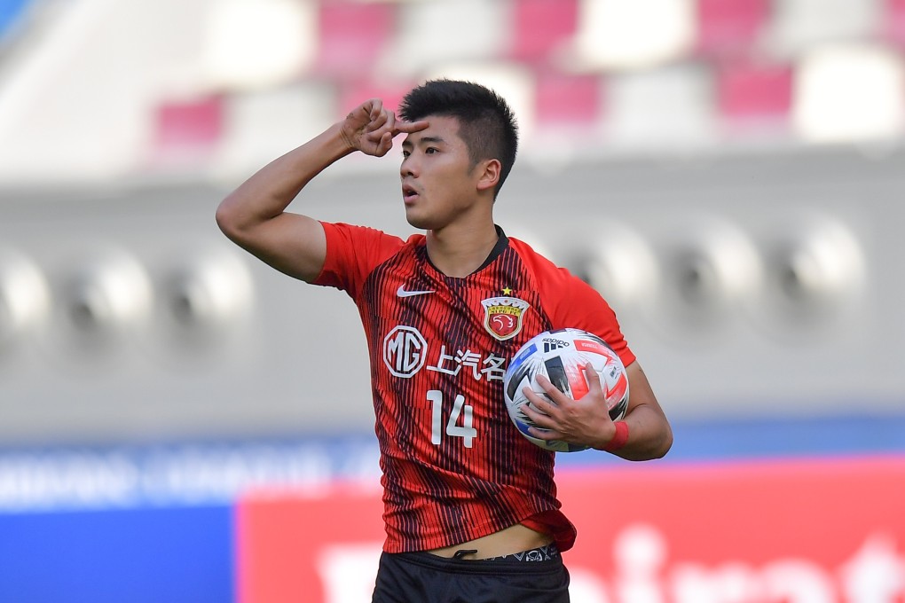 Shanghai SIPG's Li Shenglong celebrates scoring during the AFC Champions League group H match against Sydney FC of Australia. Photo: Xinhua