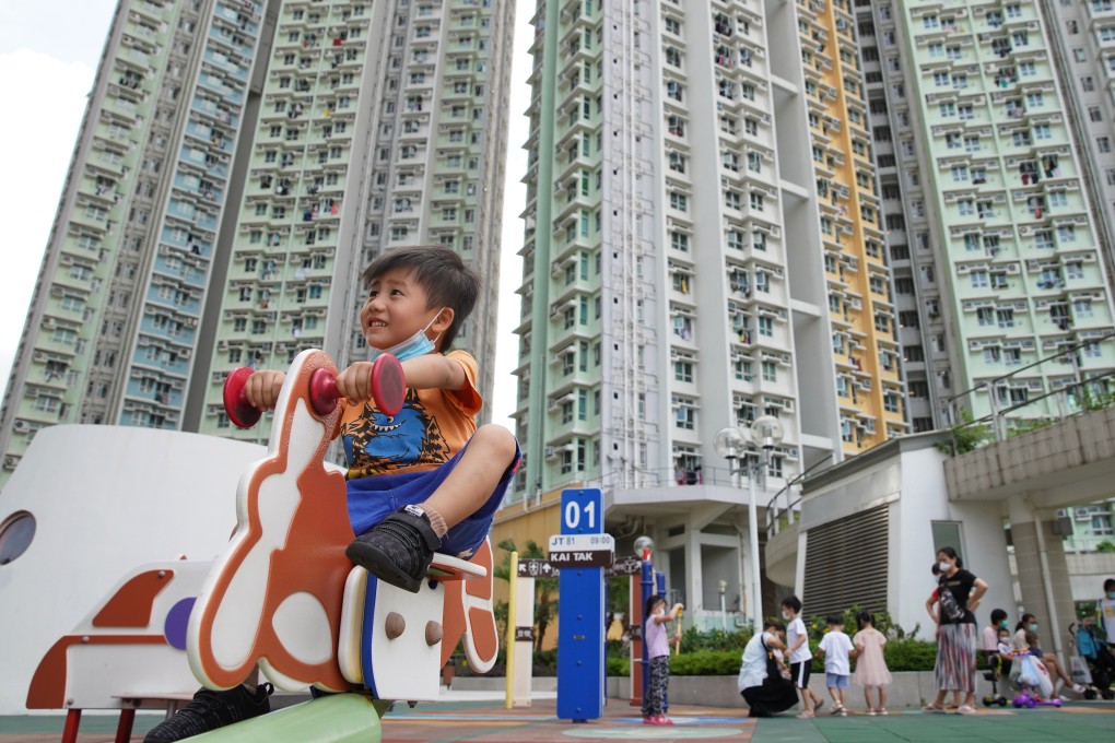A boy plays in a playground at a public housing estate in Kai Tak, Hong Kong, on June 22. Home ownership will help Hongkongers foster a stronger sense of belonging in the city. Photo: Winson Wong