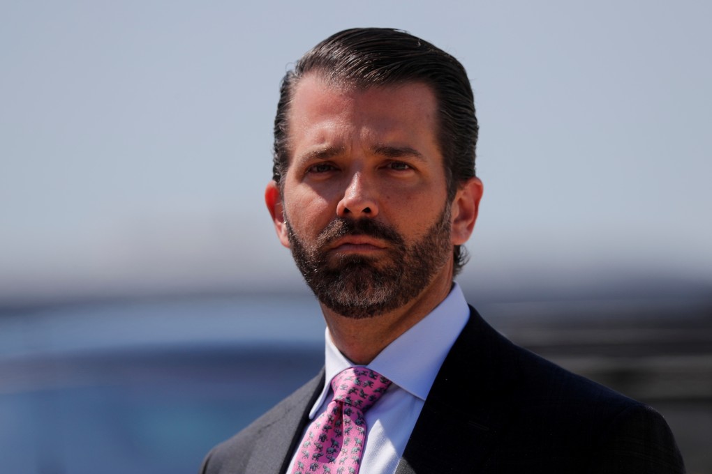 Donald Trump Jnr arrives in Milwaukee, Wisconsin, in July 2019. Photo: Reuters