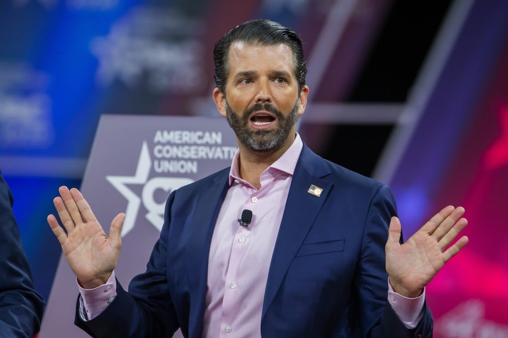 Donald Trump Jnr speaks at the 47th annual Conservative Political Action Conference in Maryland in February. He has tested positive for coronavirus and is in quarantine. Photo: EPA-EFE