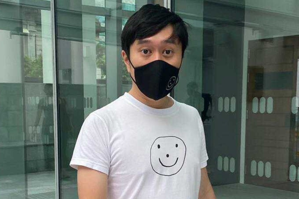 Singapore civil activist Jolovan Wham, clad in a T-shirt with a smiley face, at the State Courts on November 23, 2020. Photo: Dewey Sim