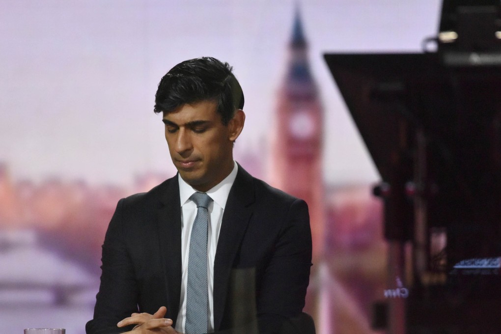 Britain's Chancellor of the Exchequer Rishi Sunak appears on BBC’s The Andrew Marr Show in London on Sunday. Photo: Jeff Overs / BBC / Reuters
