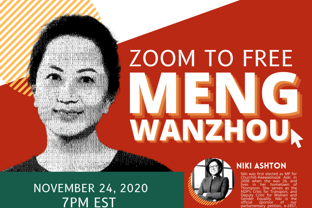 A poster promotes a Canadian campaign to release Huawei executive Meng Wanzhou. Photo: Handout