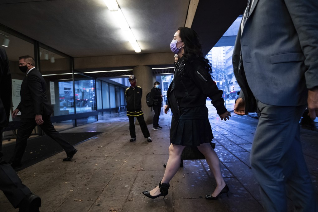 Meng Wanzhou, chief financial officer of Huawei Technologies, arriving at British Columbia Supreme Court in Vancouver on Tuesday to attend a hearing in her extradition case. Photo: The Canadian Press via AP