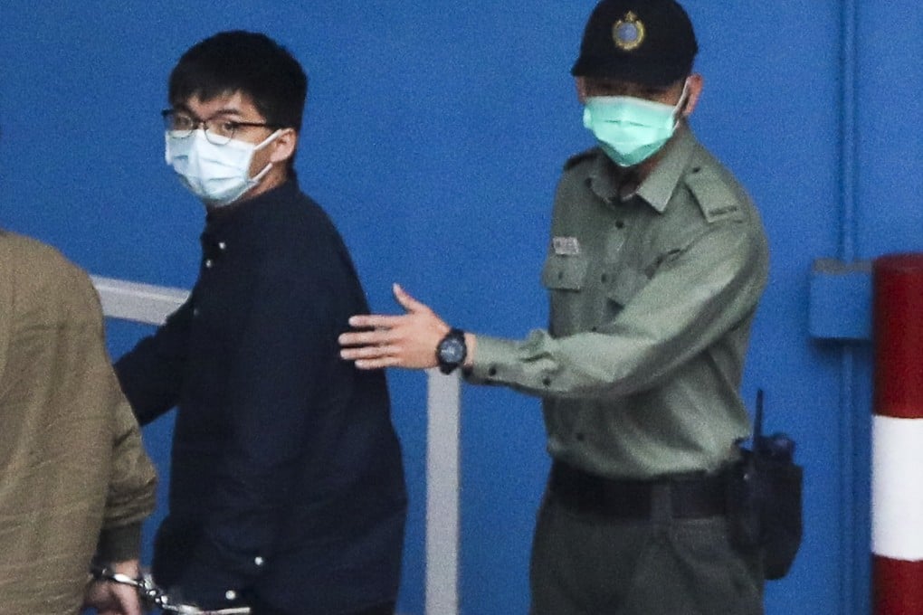 Joshua Wong arrives at the Lai Chi Kok Reception Centre on Monday. Photo: Winson Wong