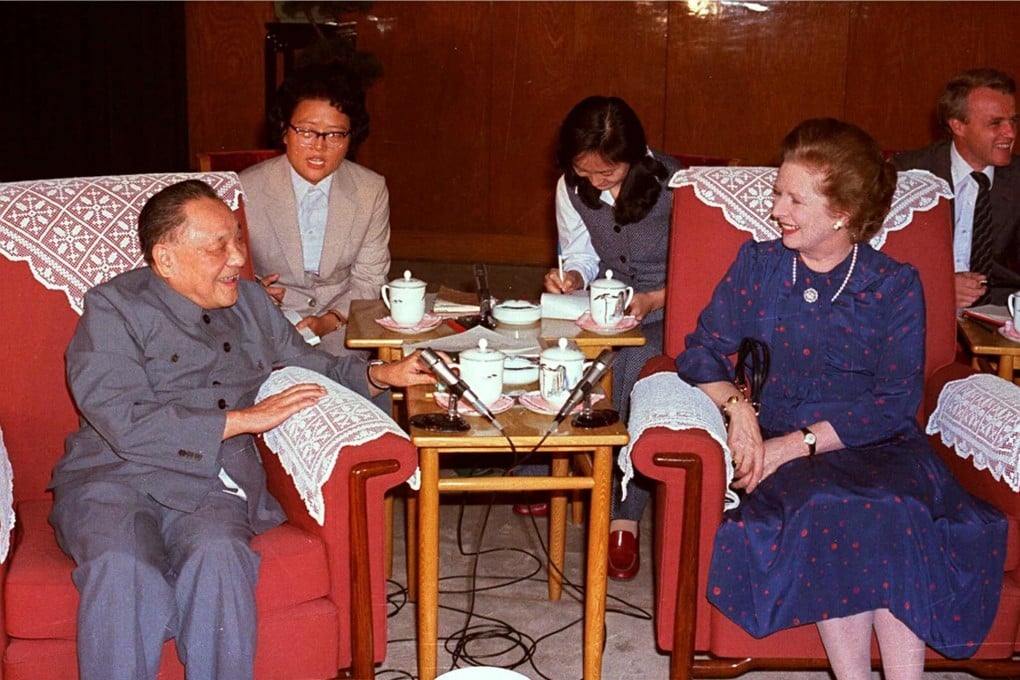 Deng Xiaoping and Margaret Thatcher, with interpreters sitting behind, in Beijing, in 1982, in the lead-up to the signing of the Sino-British Joint Declaration. Photo: AFP