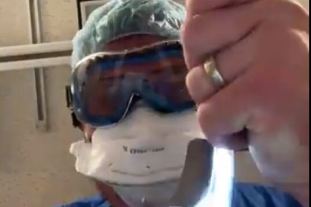 The video is meant to be a first-person view of what it’s like to be intubated. Photo: Twitter