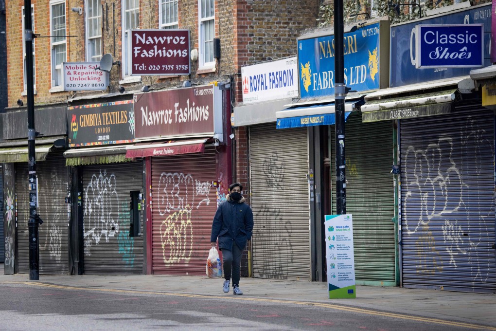 Closed shops in London. Government forecasts put the UK on course for its deepest recession since the Great Frost of 1709. Photo: AFP