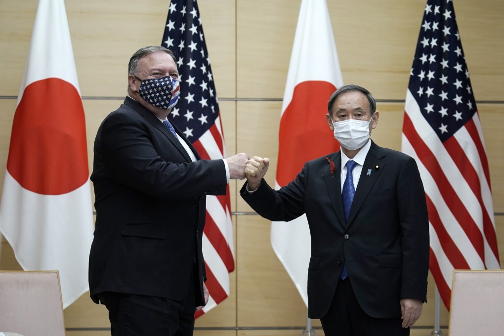 US Secretary of State Mike Pompeo and Japanese Prime Minister Yoshihide Suga in Tokyo on October 6. Indo-Pacific democracies have strengthened their cooperation, with Quad members coordinating more naval exercises as well as their pandemic responses. Photo: AP/Bloomberg