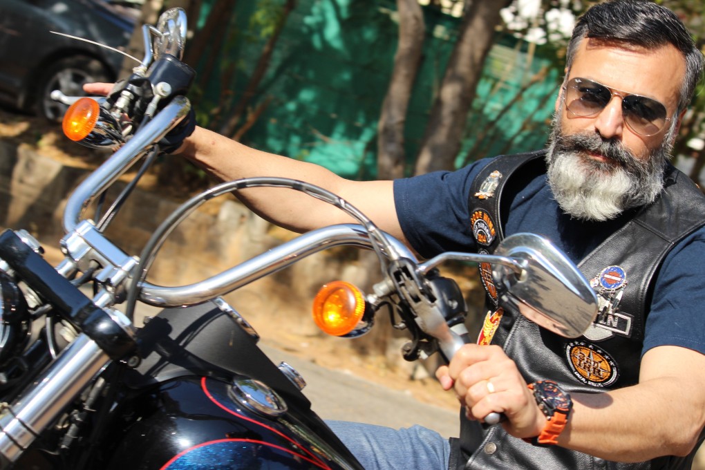 Nitin Mehta, a 48-year Indian army officer turned model and actor, riding his Harley-Davidson. Photo: Courtesy of Nitin Mehta