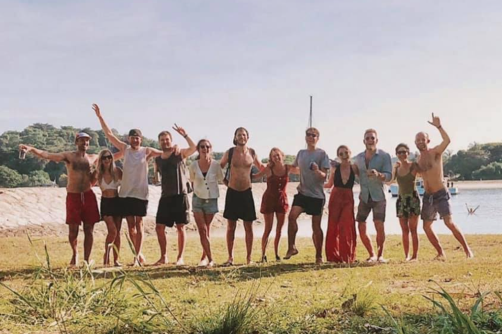 A group of 12 people, mostly from Britain, who went to Singapore’s Lazarus Island on August 8, breaking the legal limit for gatherings of five people. Photo: Facebook