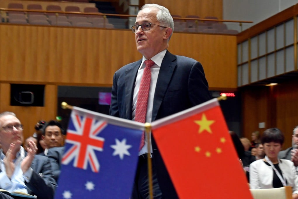 Then Australian prime minister Malcolm Turnbull attends an Australia China Business Council event in 2018. Photo: EPA
