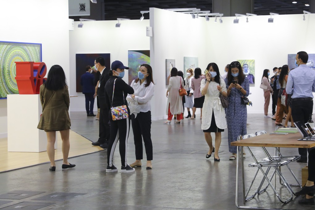 The start of the city’s fourth wave of Covid-19 has not deterred art fans from attending Hong Kong Spotlight By Art Basel. Photo: Dickson Lee