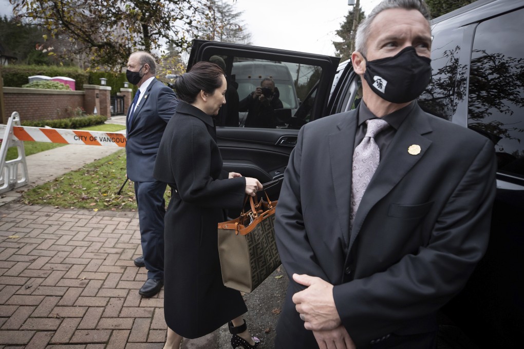 Huawei Technologies chief financial officer Meng Wanzhou leaves her home to attend a hearing at the British Columbia Supreme Court in Vancouver on Friday. Photo: AP