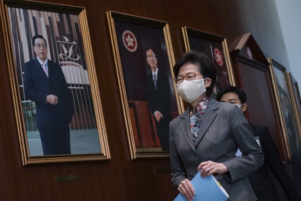Chief Executive Carrie Lam attends the question and answer session on the policy address on November 26. Photo: Felix Wong