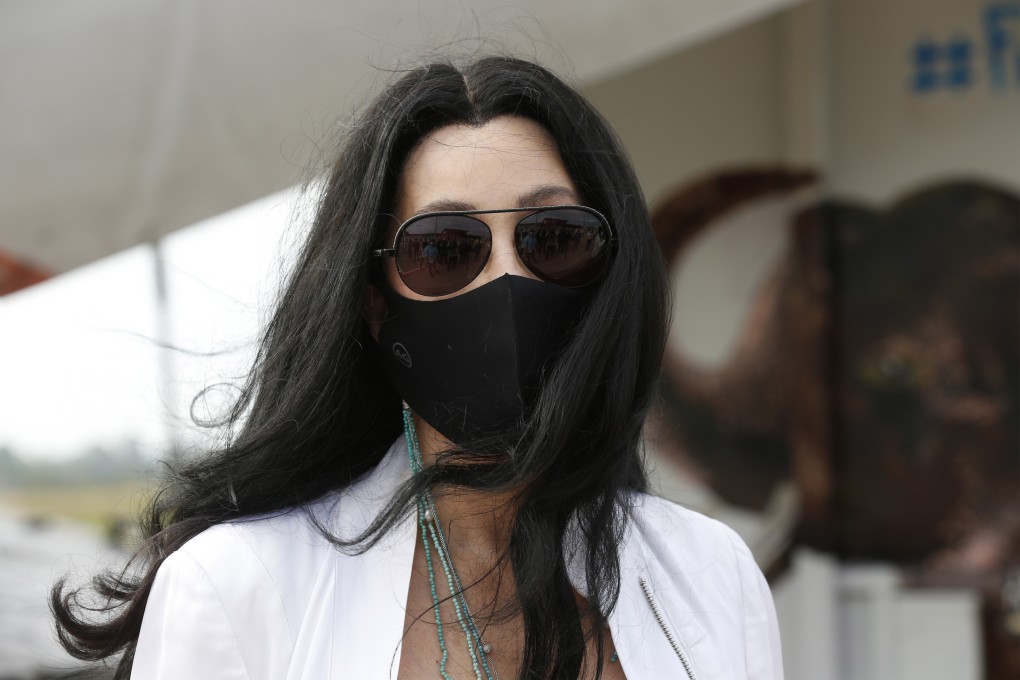 American singer and actor Cher is seen at Siem Reap International Airport in Cambodia to see the arrival of an elephant who previously spent 35 years at Islamabad Zoo in Pakistan. Photo: EPA-EFE