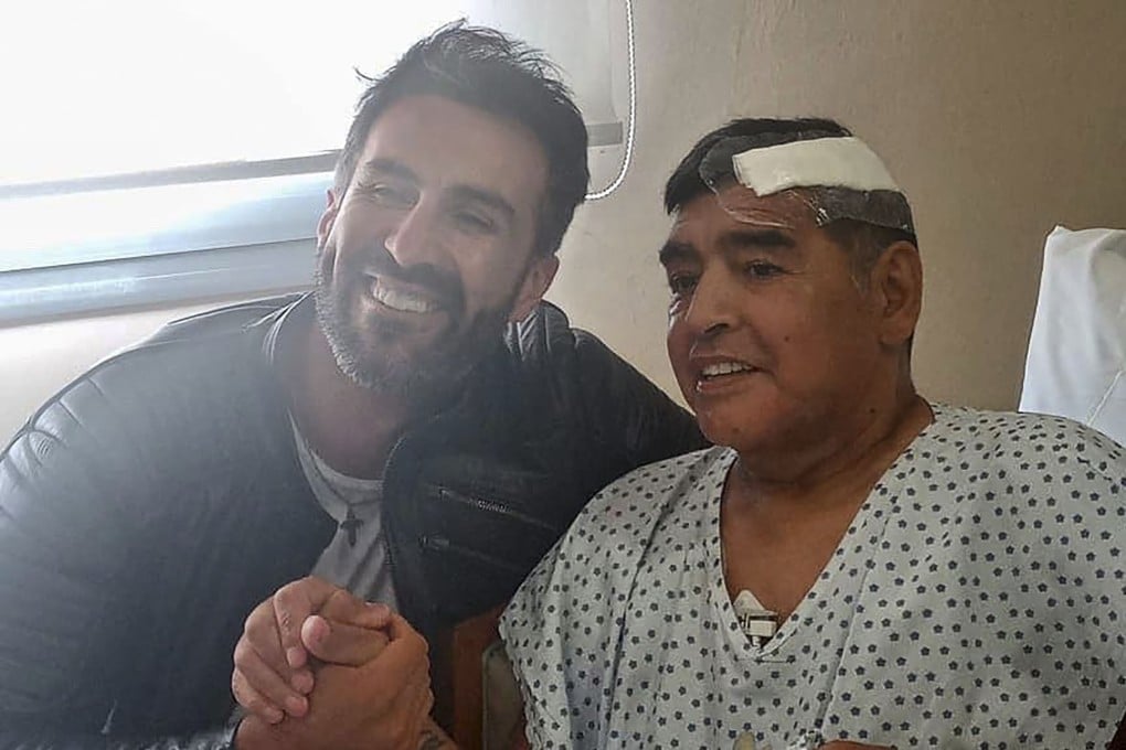 Diego Maradona, right, and his doctor Leopoldo Luque in Olivos, Buenos Aires, Argentina. Photo: Diego Maradona press office / AFP