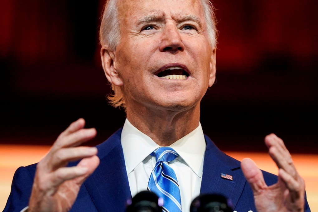 US President-elect Joe Biden delivers a speech at his transition headquarters in Wilmington, Delaware, on November 25. Photo: Reuters