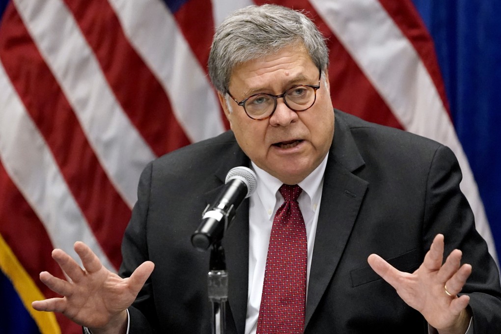 US Attorney General William Barr speaks during a round-table discussion in October. Photo: AP