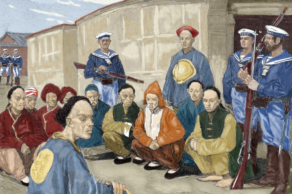 An engraving shows Boxer prisoners being guarded by German sailors. Photo: Getty Images