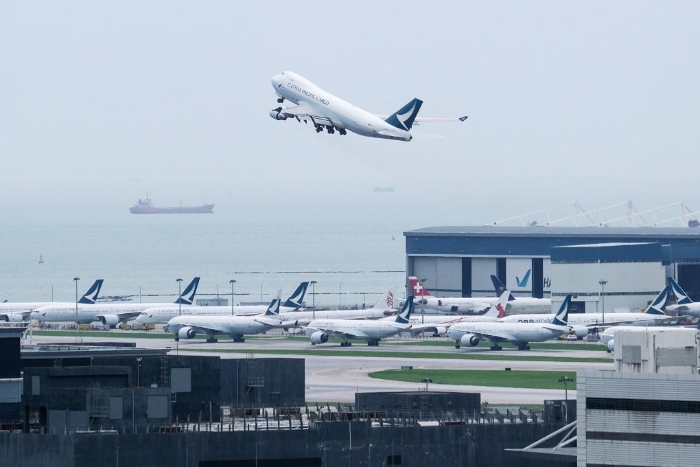 A cargo aircraft operated by Cathay Pacific takes off from Hong Kong International Airport on June 9. Photo: Bloomberg