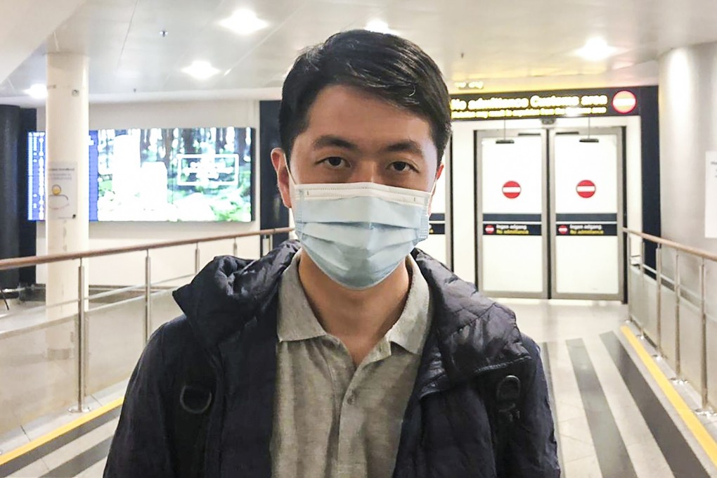 Ted Hui arrive Denmark's airport. Photo: Twitter