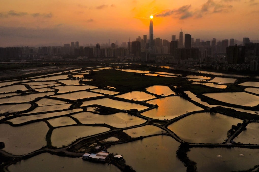 Shenzhen glows at dusk on April 2109, as seen from the Hong Kong side of the border. Cooperation with Shenzhen and other Greater Bay Area cities could be to Hong Kong’s benefit as long as it does not impinge on the advantages that keep the city relevant to the Chinese economy. Photo: Martin Chan