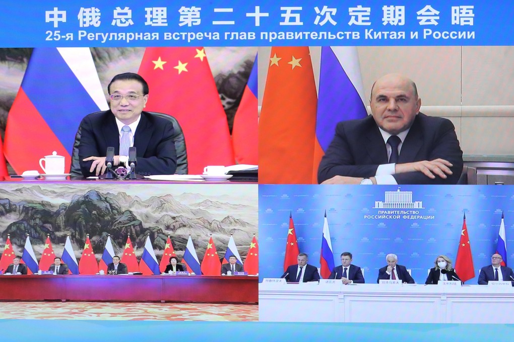 Chinese Premier Li Keqiang and Russian Prime Minister Mikhail Mishustin announced the cooperation after meeting by video link. Photo: Xinhua