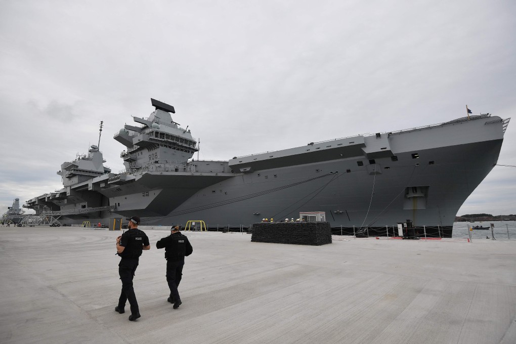 The British aircraft carrier HMS Queen Elizabeth at Portsmouth Naval base, its home port. Photo: AFP