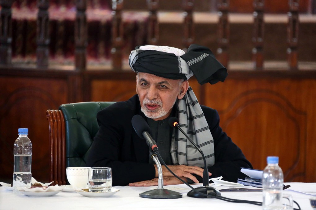 Afghan President Ashraf Ghani during a meeting of HCNR in Kabul, Afghanistan on Saturday. Photo: EPA-EFE