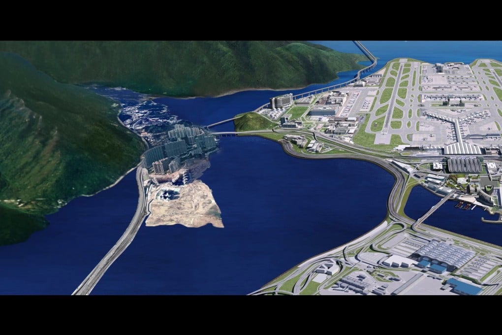 An artist’s impression of expansion plans at Hong Kong International Airport, where a third runway costing HK$144 billion will be built. The Airport Authority will also expand its investment in the smaller Zhuhai airport to build a “world-class aviation cluster” in the region. Photo: Handout