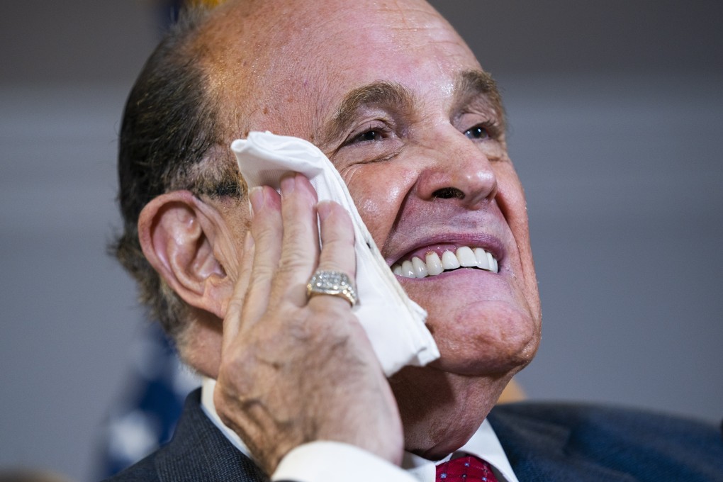 Former New York mayor Rudy Giuliani speaks about Donald Trump’s legal challenges to his election loss at the Republican National Committee Headquarters in Washington in November. Photo: EPA-EFE