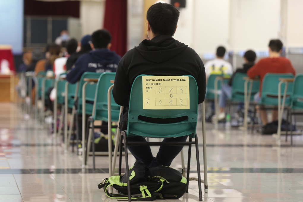 Secondary school students sit the Diploma of Secondary Education exam in Hong Kong on April 28. The 2020 exams were delayed because of the coronavirus pandemic. Photo: Winson Wong