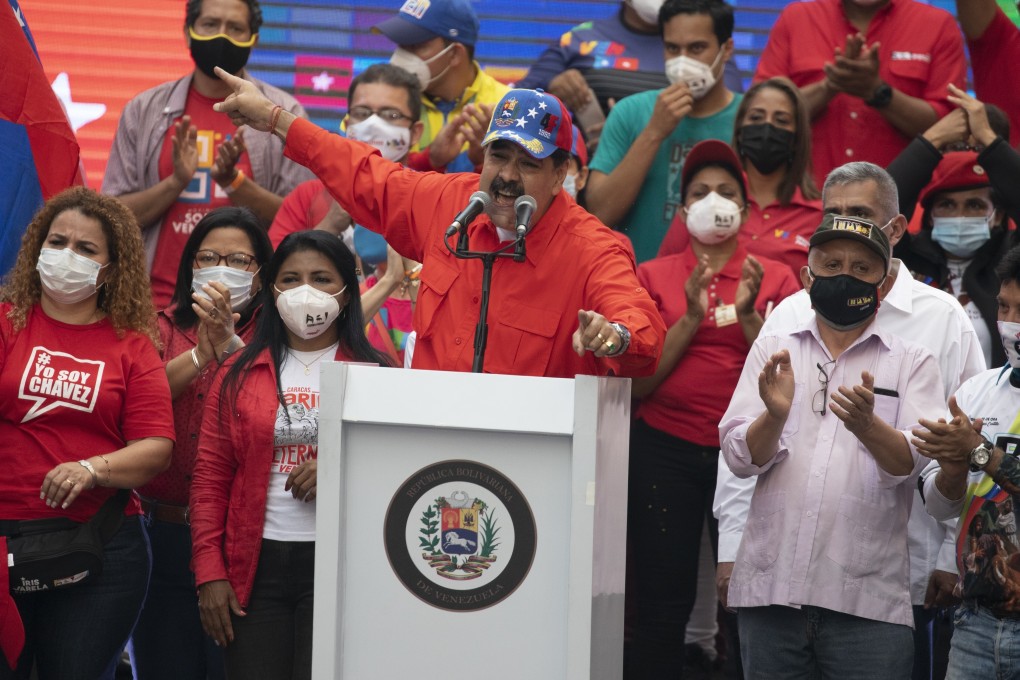 Venezuela's President Nicolas Maduro speaks to supporters during a closing campaign rally. Photo: AP