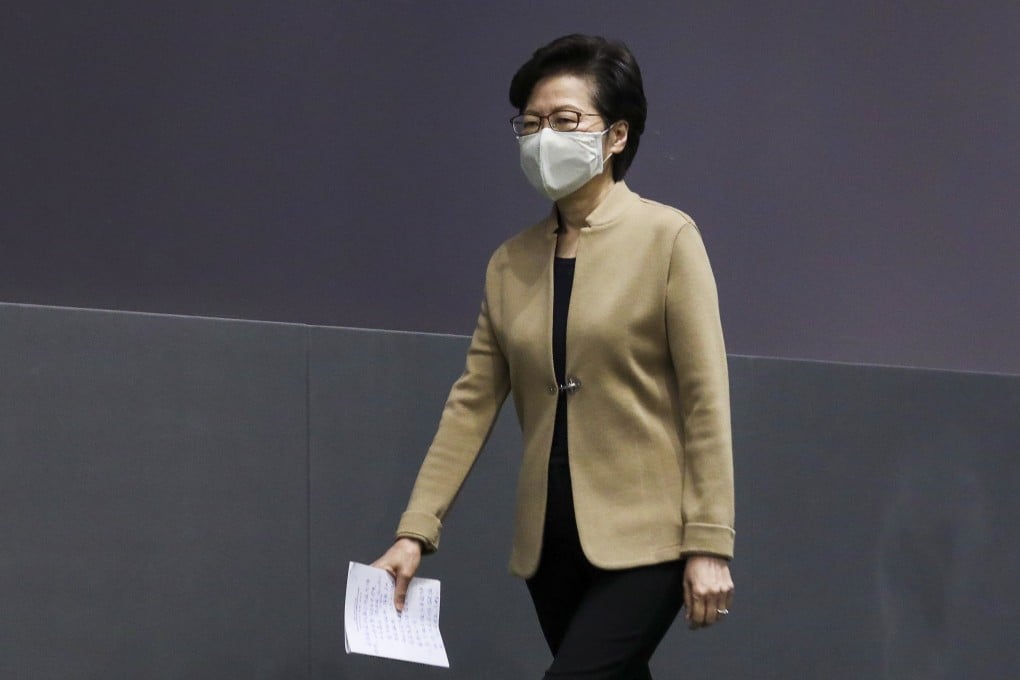 Carrie Lam told reporters on December 1 that she would drop an attempt to extend anti-bribery legislation to cover the chief executive position. Photo: Xiaomei Chen